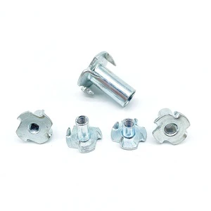 Carbon Steel Zinc Plated Pronged T Nuts Four Claw Tee Nut for Wood Furniture Fastening