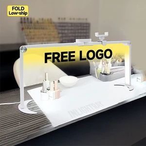 2025 New Free Custom Brand LOGO Foldable Portable UV Nail Lamp Beautician LED Half Moon Desk Lamp Eyelash Lamp Wholesale OEM