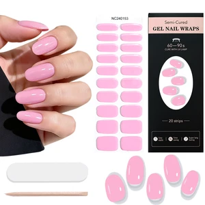 3D Plastic Semi Cured Gel Nail Stickers Waterproof UV Quality UV Light Required Nail Wraps