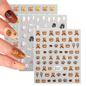 5D Embossed PET Nail Art Stickers Adhesive Holiday 5D Nail Art Decorations Nail Decals