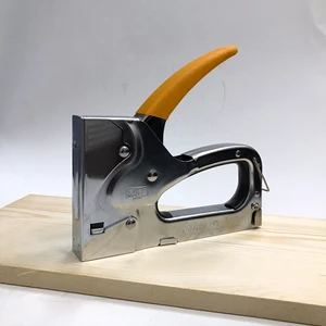 Manual Brad Nail Gun With Rear Loading Chrome Silver+Yellow Finish 20000 Actual Hits For DIY & Industrial Use Wood Application