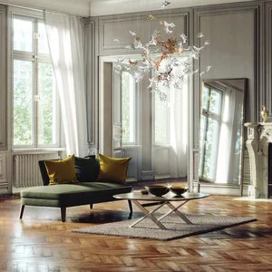 Luxurious Modern Design Villa Living Room Adjustable Optical Pendant Light Dining Room Customizable Glass Chandelier