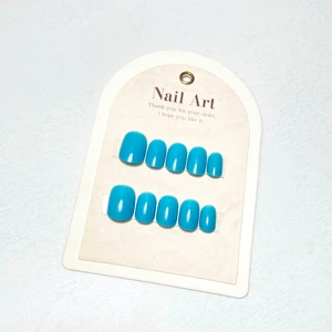 Blue Resin Nail Press Easy Use 24pcs ABS Squoval Models Fashionable Ins Style DIY Nail Beauty Design for Fingers