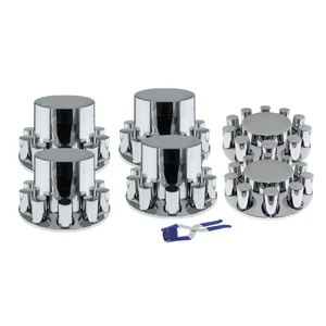 Complete Chrome Dome Shaft Cover Kit with 33mm Threaded Cylinder Nut Cover