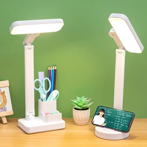 Fold LED Eye Protection White USB Rechargeable Touch Portable Study Reading Desk Lamp