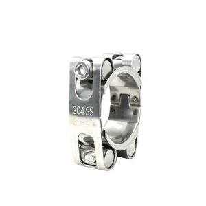 Stainless Steel 304 SS Heavy Duty Double Bend Hose Clamp Adjustable Double Hexagon Bolt Hose Clamp for Tube Connection