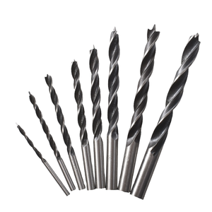 High Carbon Steel Spiral Round Shank Drill Bits with Saw Teeth Brad Point for Wood Working