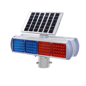 Red And Blue Traffic Flash Double-side Traffic LED Warning Strobe Solar Flash Light