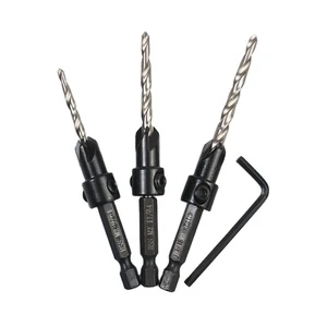 3Pcs HSS Taper Drill Bit Wood Countersink Set for Tapered Hole Wood Screw
