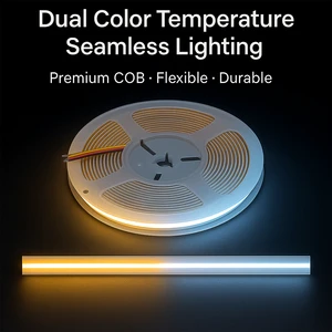 High CRI90 2700K 6500K CCT Tunable White COB LED Strip Light 8mm DC 24V Cuttable Dimmable Under Cabinet Linear Lighting