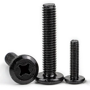 1000pcs/Bag 304 Stainless Steel Black Zinc Plated Machine Screws M2 M3 M5 M6 Phillips Pf. Head Chamfered Cross Flat Metric