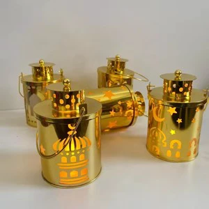 2024 New Middle East Muslim Decorative Light Led Golden Candle Light Castle EID Hand Lamp Home Night Light