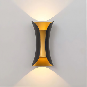 Wholesale Outdoor Waterproof up Down LED Wall Sconce Black/White Gold Curved Exterior Wall Lamp for Garden Porch Villa