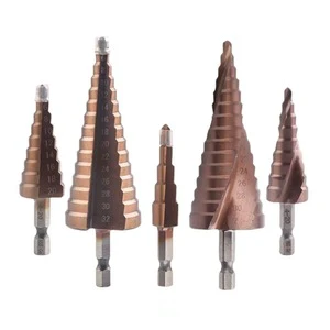 HSS-Co M35 Straight Flute Hexagonal Shank Cone Titanium Stepped Bits Multifunctional Drill