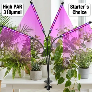 Joystar 4-Head Plant Grow Lights For Indoor Plants High PAR 318umol LED Growing Lamp Auto Timer Seedling Starter Bloom 6-Level
