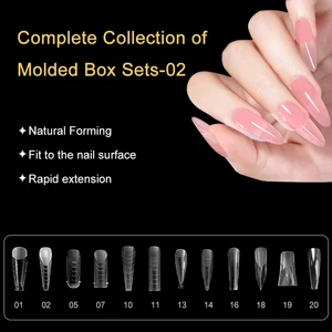 Stiletto Almond Clear Dual Forms Box Thin Full Cover Acrylic French Fake Nails Natural Fit Quick Extension Salon & DIY