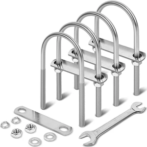 U-Bolt Pipe Clamp with Nuts and Washers, 304 Stainless Steel Galvanized U Shape Bolt Clamp for Pipe Trailer Fixing Send a Wrench