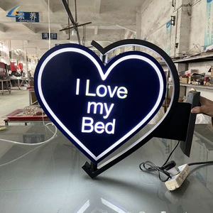 Factory Wholesale Custom Heart Shape Business Logo Durable Waterproof Windproof Metal LED Rotating Lightbox for Advertising