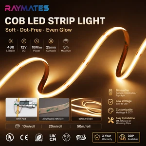 Dc12v Flexible Cob Led Strip Light 480leds 8mm 5m for Cabinet showcase Shelf Linear Indoor Decorative Lighting Cob Light Strip