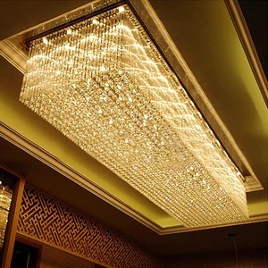 Customizable Modern LED Chandelier Rectangle Ceiling Light Lamp For Home & Hotel Decor Luxury Crystal Remote Control Mode