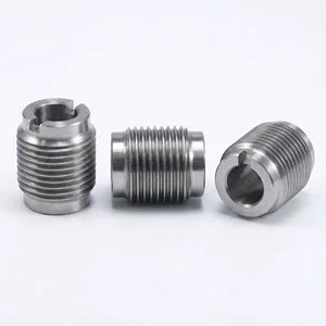 Precision Threaded Insert Bushing Internal External Thread Slotted Hex Socket Stainless Steel Custom swiss Lathe Cnc Turning
