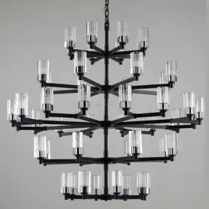 Interior Decoration Pendant Light Luxury Black Modern Villa Living Room Led Home Foyer Tiered Large Crystal Fringe Chandelier