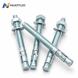 Zinc Plated Carbon Steel Wedge Anchor Bolt M8 M10 M12 M16 M20 M24 Expansion Anchor Bolt with Nut Washer for Concrete Fixing