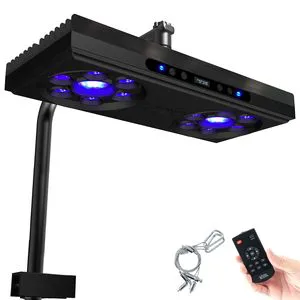 Marine 140W 6 Channel Dimmable Sunrise Sunset Smart Cooling Hangable Master-slave Control LED Aquarium Light Full Spectrum IP65