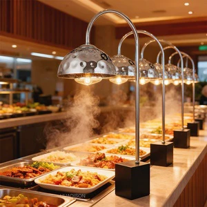 Huadison Hotel Silver Hammered Food Warmer Lamp Modern Food Lighting Single 150 Watt Food Heating Lamp for Catering