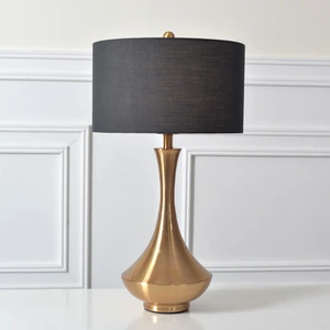 Hotel Luxury Modern Black Fabric Lamp Shade Desk Lamp Home Decorative Night Light Bedside Table Lamp