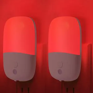 Red Rectangle Night Light 670nm 0.5W Sensor Control Plug-In LED Smart Home Bedroom Sleep Therapy Lamp With ABS Material