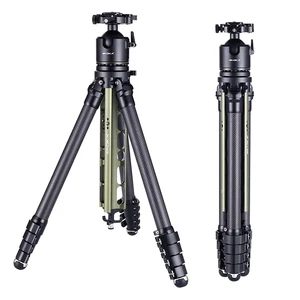 AOKA TS Series New Center Column Compact Professional Travel Carbon Fiber Tripod With Flip Lock 5-Leg Bubble Level