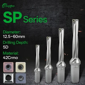 SP 5D Depth Indexable U-Drill 42CrMo SPMG Carbide Insert Drill CNC Tools Manufacturer Type Internal Coolant Drill Flatted Shank