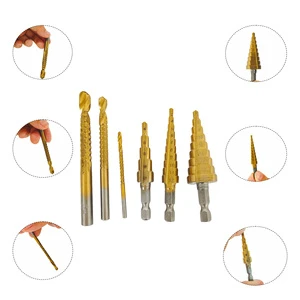 Best Price Professional 6pcs HSS Step Auto Center Punch Spiral Titanium Coated Twist Saw Drill Bits Set Supplier