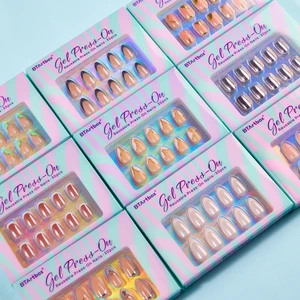 Custom Artificial Fake False Nails High Quality Short Almond Square Private Label Soft Gel French Tip Wholesale Press On Nails