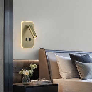 Modern Simple Indoor LED Wall Lamp with Adjustable Angle On-Off Keys & Reading Features for Hotels & Bedside Use
