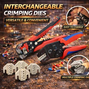 High Carbon Steel Serrated Crimpers Pliers Tool 23-10 AWG Replaceable Multiple Applications Adjustable Cord End Terminals