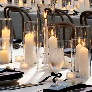 Transparent European Candlestick Glass Jar Lanterns Candle Jars Jar with Candle Composition Candle Containers