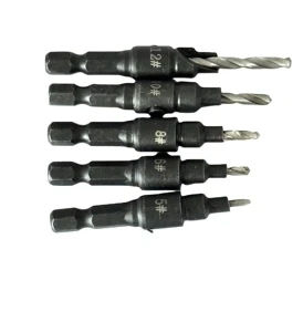 Wood Countersink Drill Bit Set of 6 Drill Bits 35mm Working Length Screw Guide Hole Hand Tool Set #5-#12