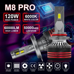 M8PRO 65W High Power LED Car Headlight H4 H7 Auto Lights With Canbus No Error 6000K Color Temperature COB LED Chip For H1 Model