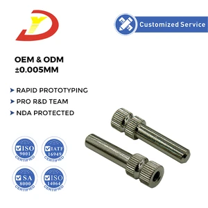 Customized Brass Threaded Knurled Shaft Dowel Pin Power Connection Plug Nickel Plated