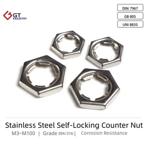 ODM Factory Price Anti-loosening DIN 7967 GB 805 M3-M48 Stainless Steel 304 316 Self-Locking Counter Nut A2-70 A4-70 Tight Nut