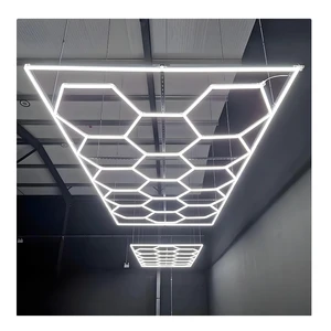 Factory Produce Honeycomb Lamp Linear Led Hexagonal Work Light 110V /220v Hexagon Led Light For Garage Car Exhibitions
