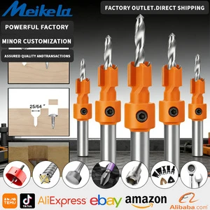 Countersink Drill Bit Set Alloy Hex Shank Self-Tapping Screw Install 4-12mm Hardwood/Softwood/Particleboard Bright Finish