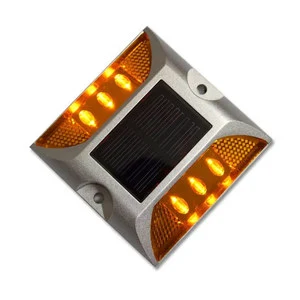 Aluminium 20ton Waterproof Load Capactiry Powered Light Flashing Permanent Marker Reflector Led Yellow Cat Eye Solar Road Stud