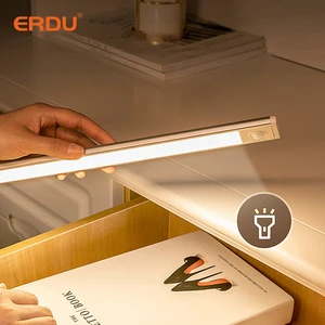 Cabinet Lights Magnetic Under Cabinet Lighting USB Rechargeable Motion Sensor LED Strip Light Remote Control Plastic Shade up
