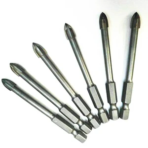 DLCC Customized Hex Shank Cross Carbide Tip Multifunctional Drill Ceramic Drill Glass Drill Bits