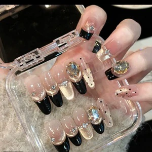 Jenny Advanced Sense Pure Hand Armor 10 Piece Pressed Nude Black French Champagne Flash Cat's Eye Wave Dot Pointed Shape Fingers