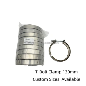 130mm 304 SS 201SS T-Bolt Clamp Custom Sizes Available for Turbo Intake & Heavy Duty Pipe Connections