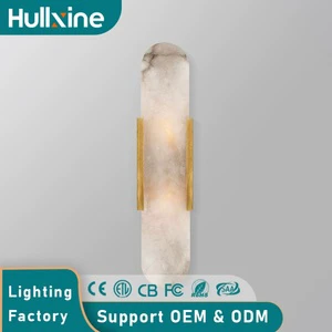 Hullxine Luxury Modern Interior Vertical High-End Iron Marble LED Dimmable Wall Sconce Light For Home Office Hotel Villa